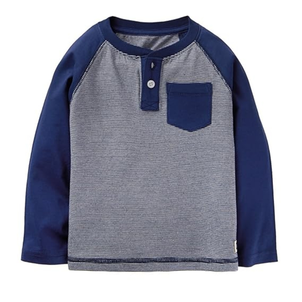 Crazy 8 Navy Blue Striped Kids Long Sleeve Shirt 5T